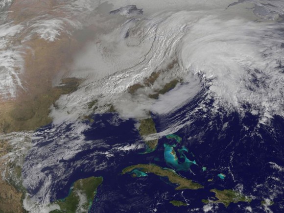 GOES-13 satellite view of the eastern US on Feb. 8 (NASA)