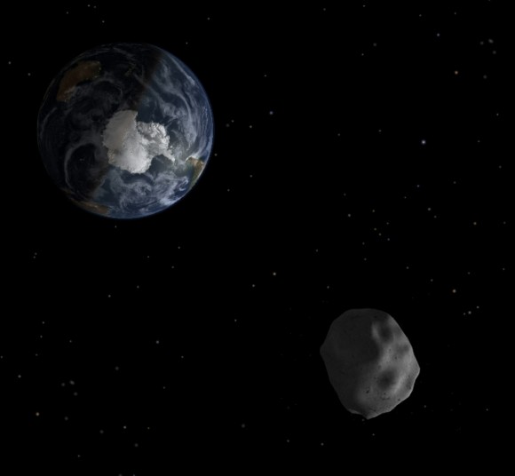 Asteroid 2012 DA14 Zooms just 17,200 miles above Earth on Feb. 15, 2013 in this artist’s concept 