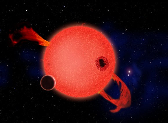 Exoplanet orbiting a red dwarf star