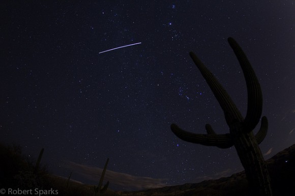 The International Space Station, as seen from Saguaro National Park East in Arizona. Credit: Robert Sparks.