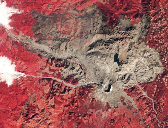 Mount St. Helens shortly after its eruption in 1980. Credit: Landsat