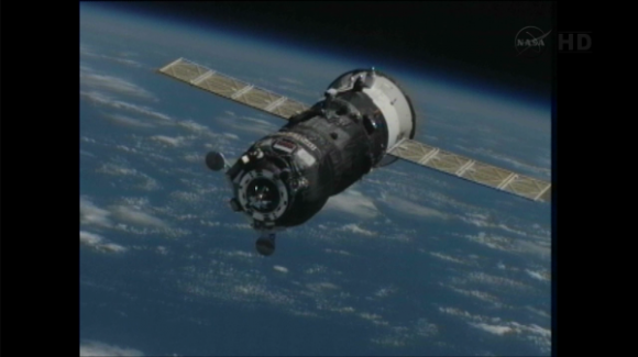 Progress 50 approaching the International Space Station on Feb. 11, 2013. Via NASA TV.