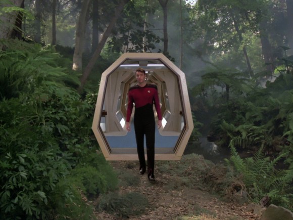 Star Trek first officer William Riker steps into a simulated jungle on the USS Enterprise-D's holodeck. Credit: Paramount Pictures/CBS Studios, via Memory alpha